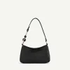 Acrylic Embellished Croc-Effect Embossed Shoulder Bag