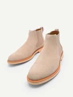 Beige Leather Ankle Boots