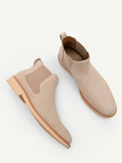 Beige Leather Ankle Boots