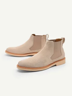 Beige Leather Ankle Boots