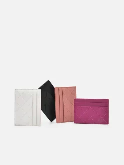 Cris-Cross Pattern Leather Cardholder