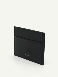 Cris-Cross Pattern Leather Cardholder