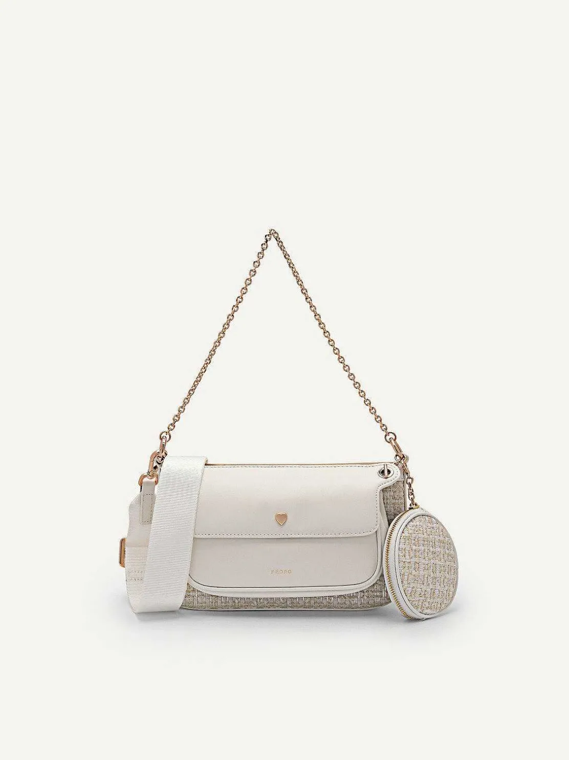 Dilone Houndstooth Double Flap Shoulder Bag