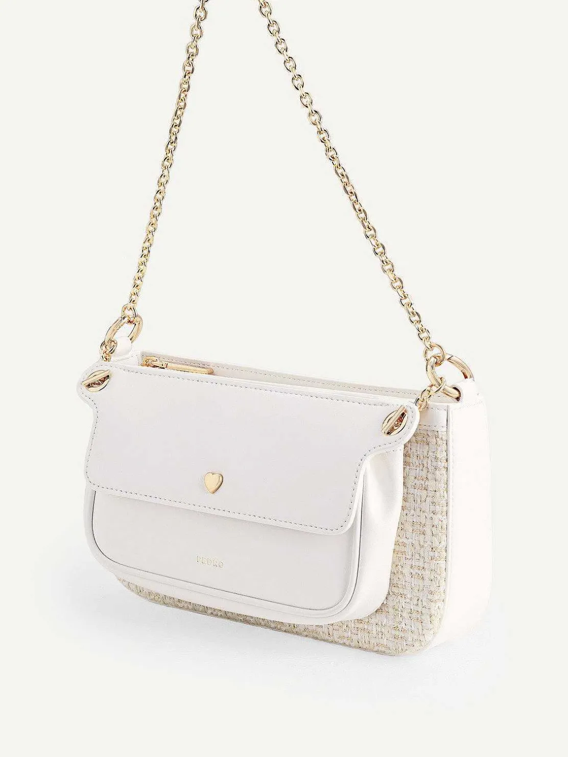 Dilone Houndstooth Double Flap Shoulder Bag