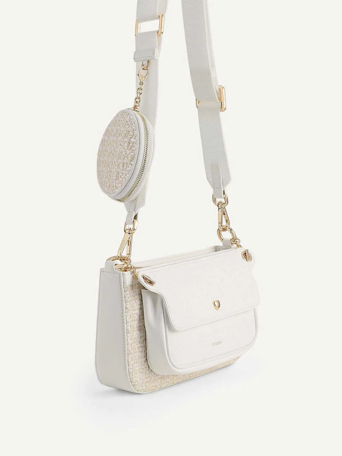 Dilone Houndstooth Double Flap Shoulder Bag
