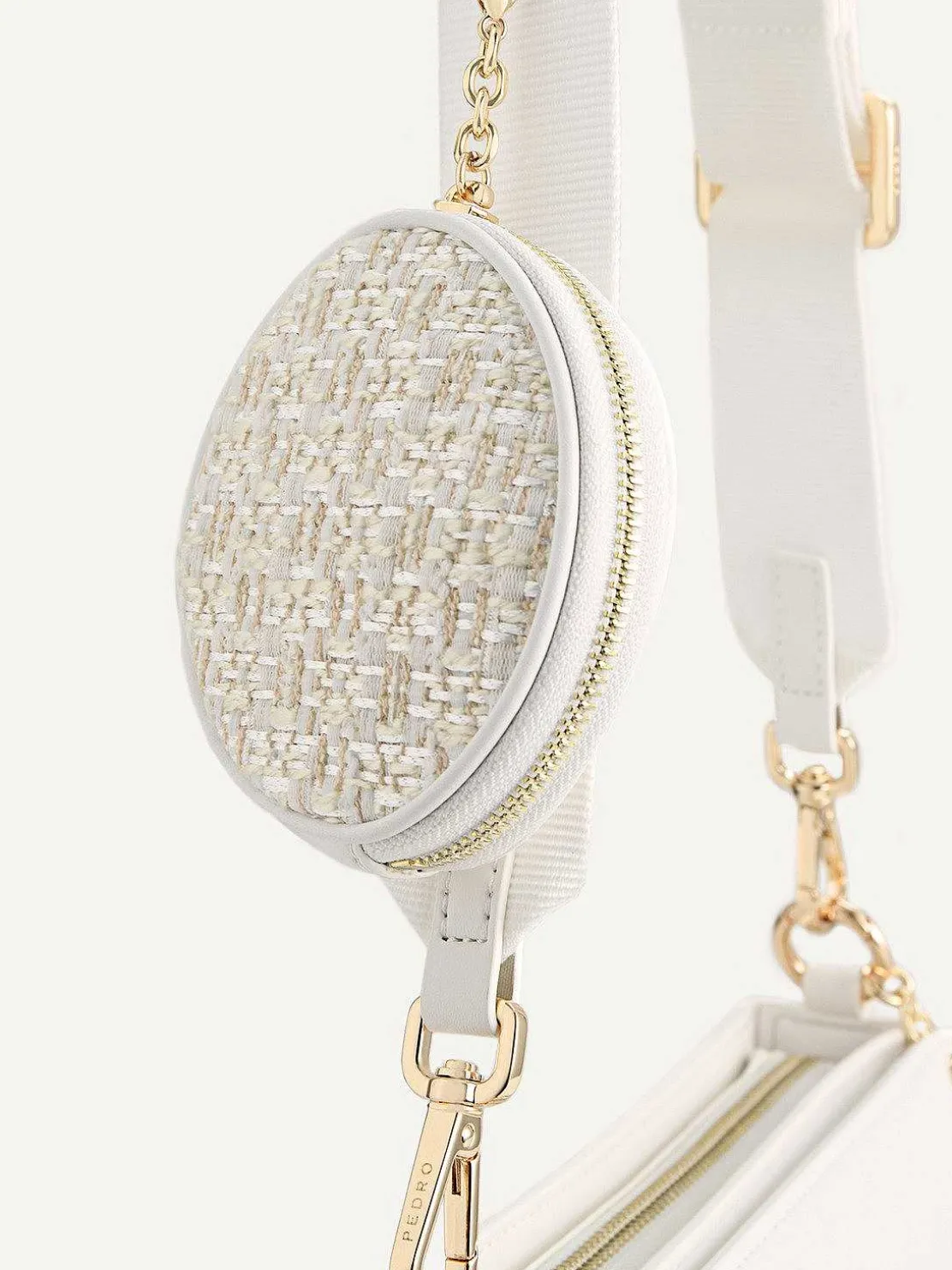 Dilone Houndstooth Double Flap Shoulder Bag