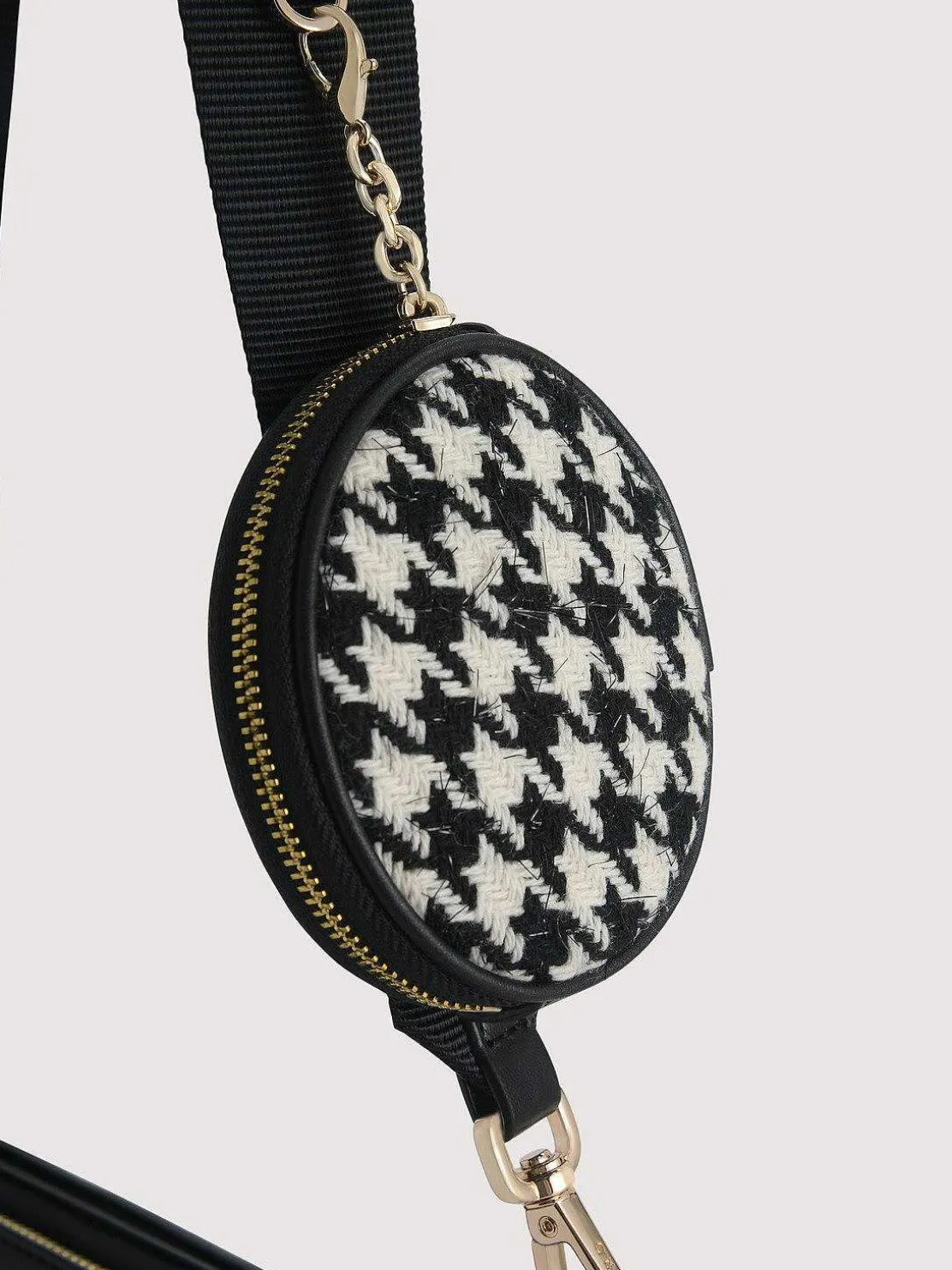 Dilone Houndstooth Double Flap Shoulder Bag