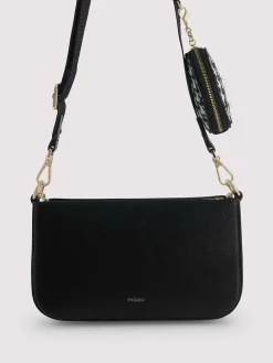 Dilone Houndstooth Double Flap Shoulder Bag