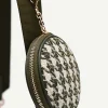 Dilone Houndstooth Double Flap Shoulder Bag