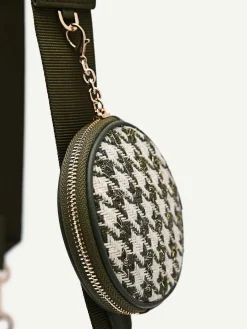Dilone Houndstooth Double Flap Shoulder Bag