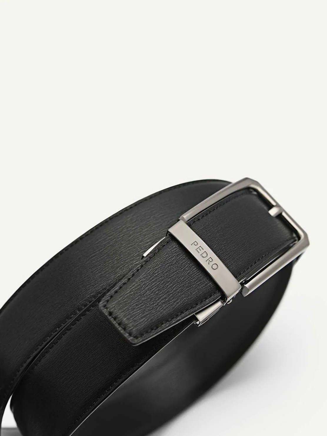 Embossed Leather Reversible Pin Belt