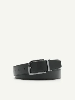 Embossed Leather Reversible Pin Belt