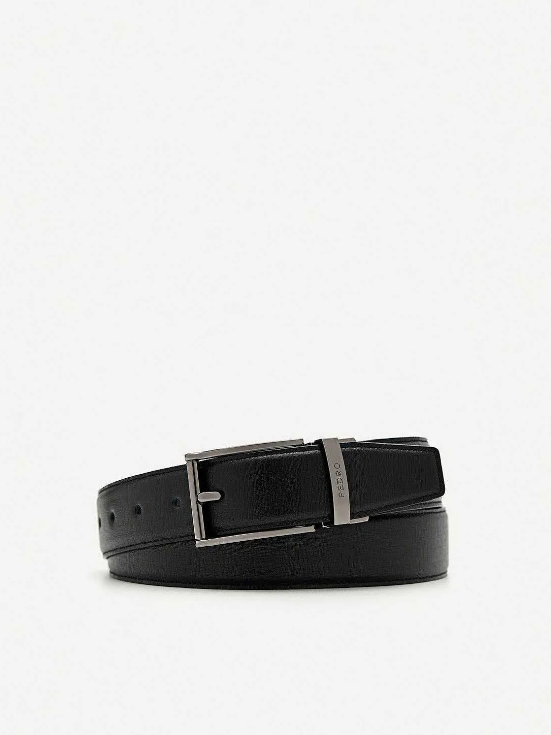 Embossed Leather Reversible Pin Belt