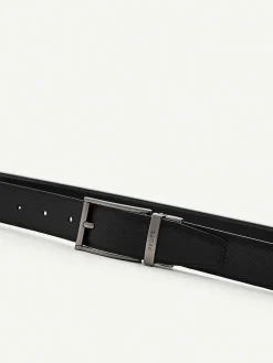 Embossed Leather Reversible Pin Belt
