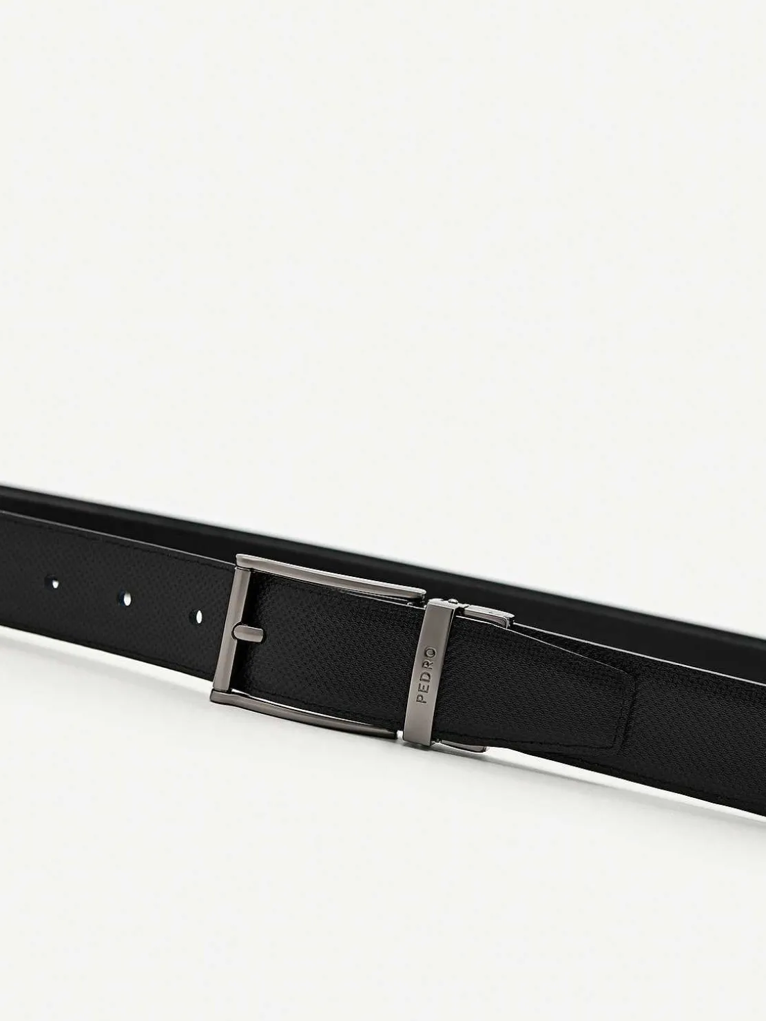 Embossed Leather Reversible Pin Belt