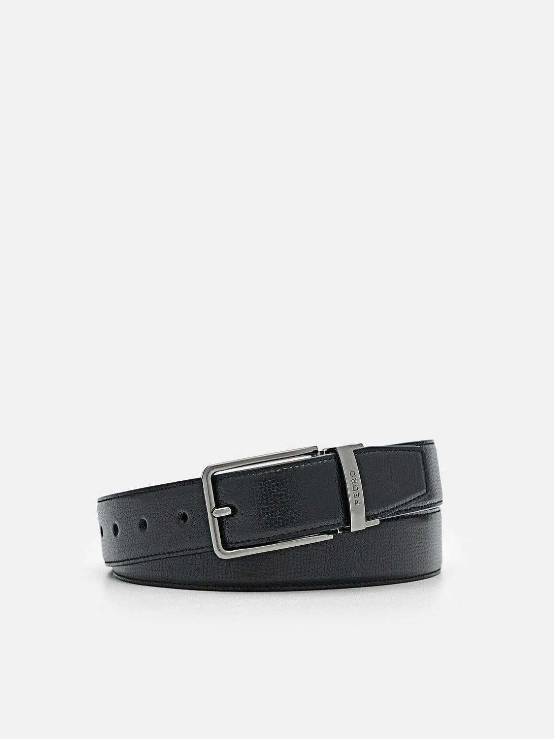 Embossed Leather Reversible Pin Belt