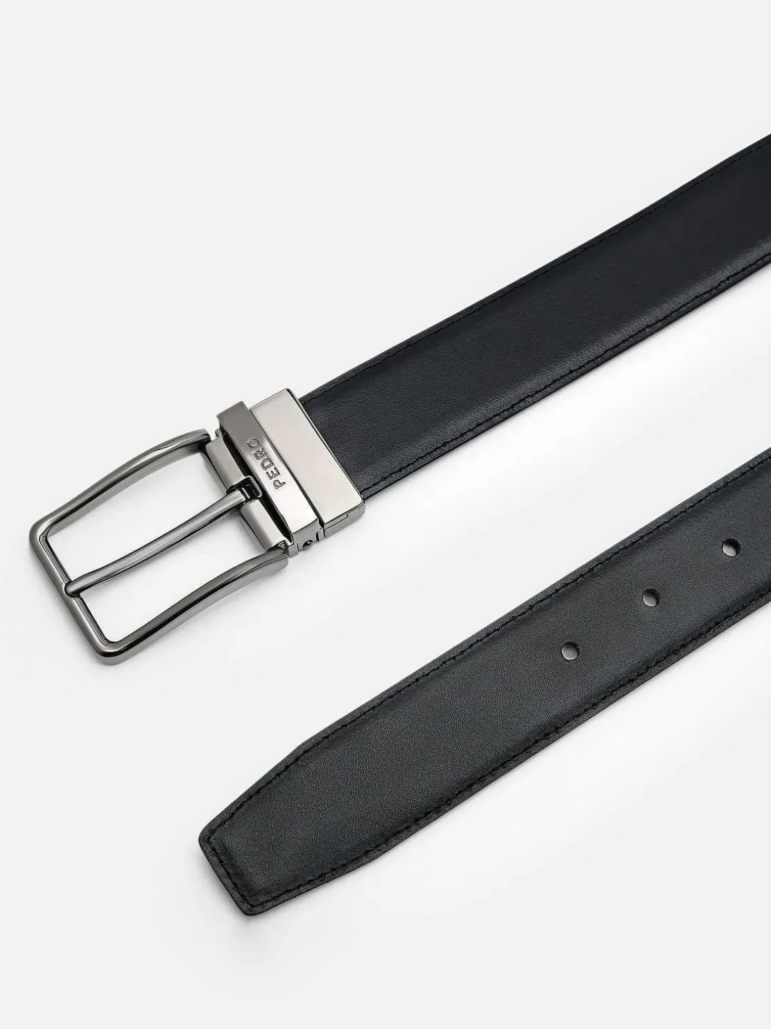 Embossed Leather Reversible Pin Belt