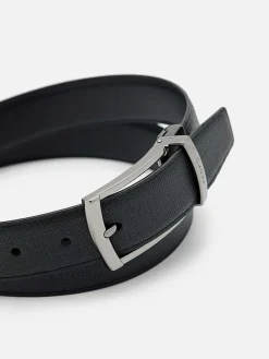 Embossed Leather Reversible Pin Belt