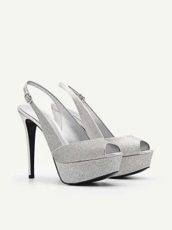 Glitter Slingback Heel Sandals