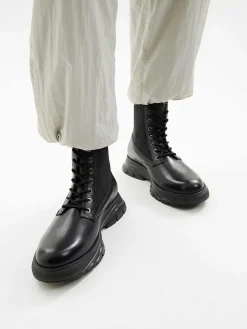 Hybrix Leather Lace-Up Boots