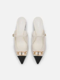 Jean Leather Heel Mules