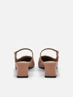 Jean Leather Heel Mules