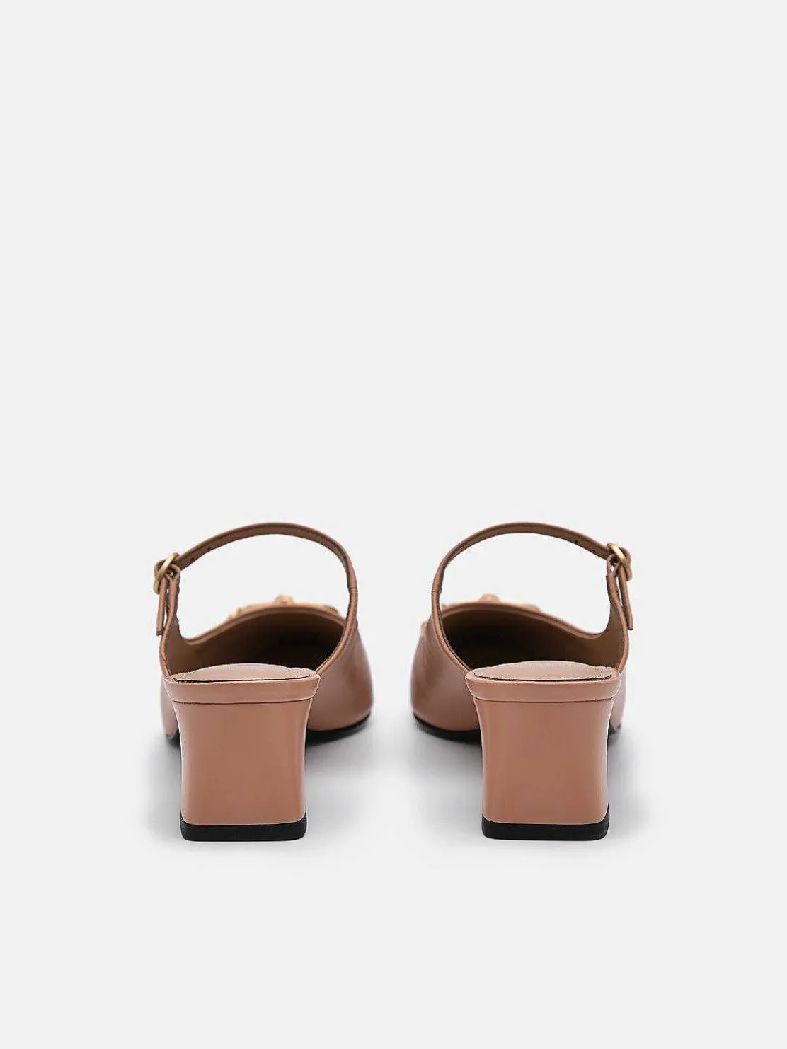 Jean Leather Heel Mules