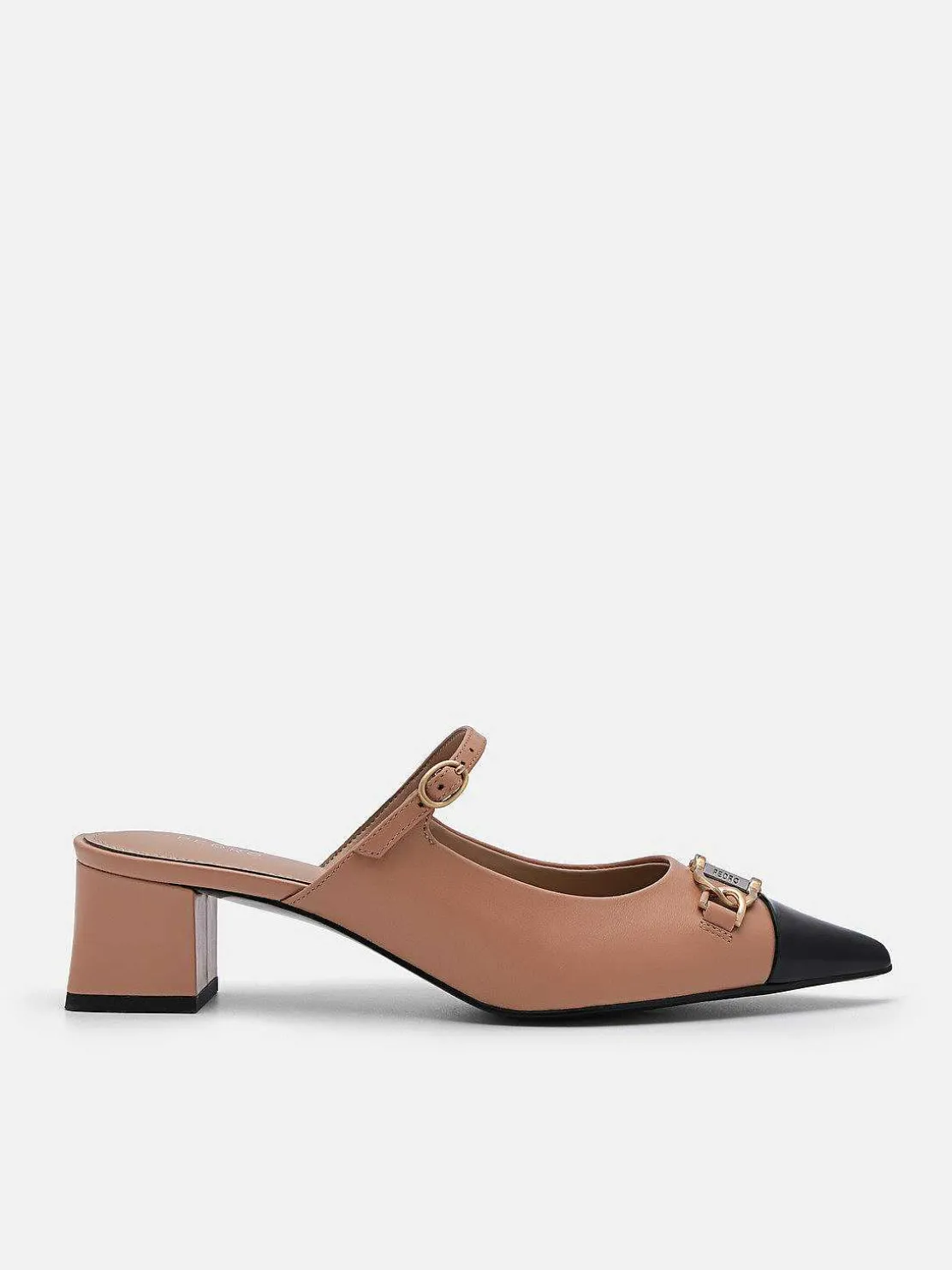 Jean Leather Heel Mules