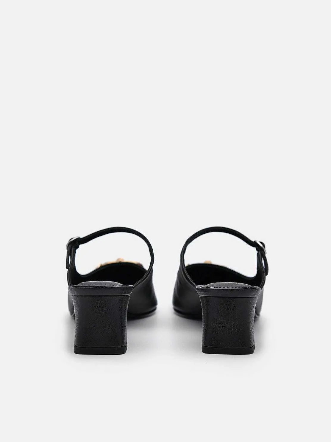 Jean Leather Heel Mules
