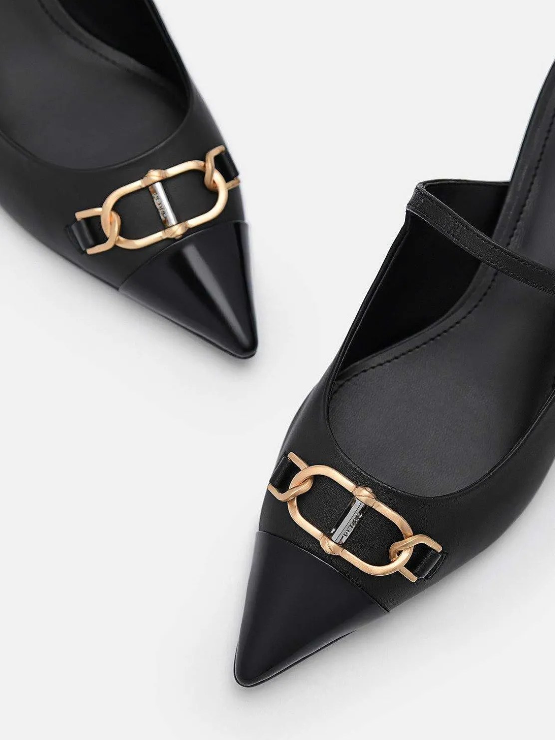 Jean Leather Heel Mules