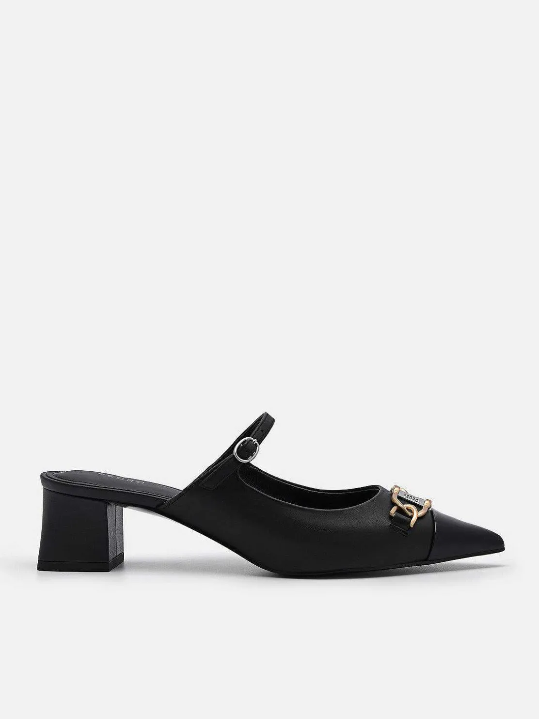 Jean Leather Heel Mules