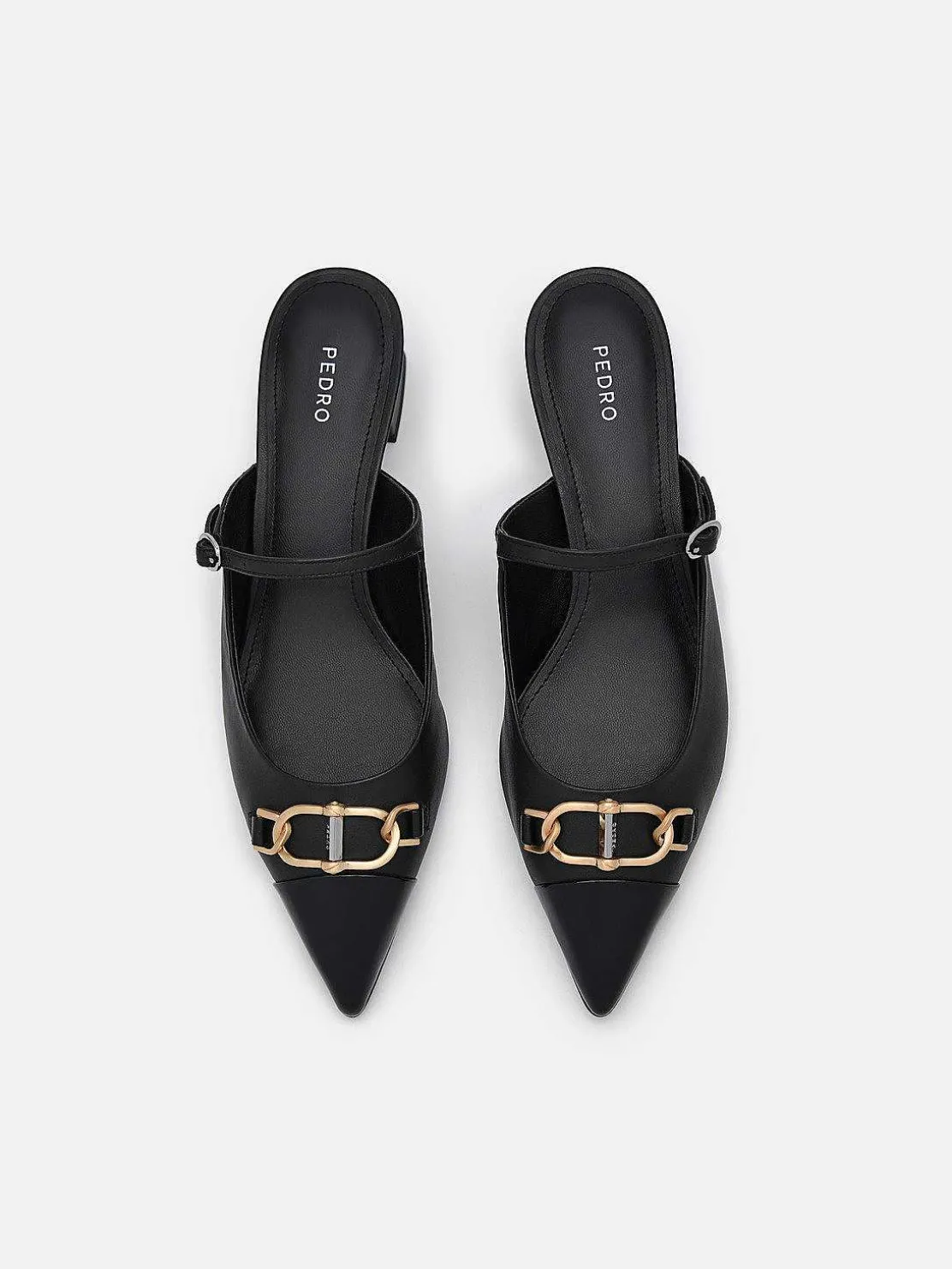 Jean Leather Heel Mules