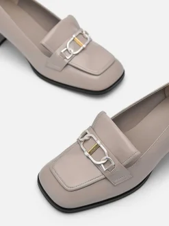 Jean Leather Heel Pumps