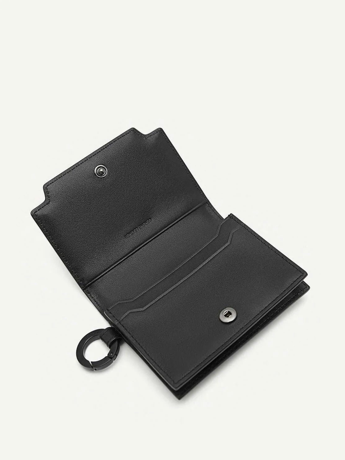 Leather Bi-Fold Card Holder With Key Ring