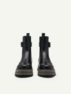 Leather Buckled Chelsea Boots