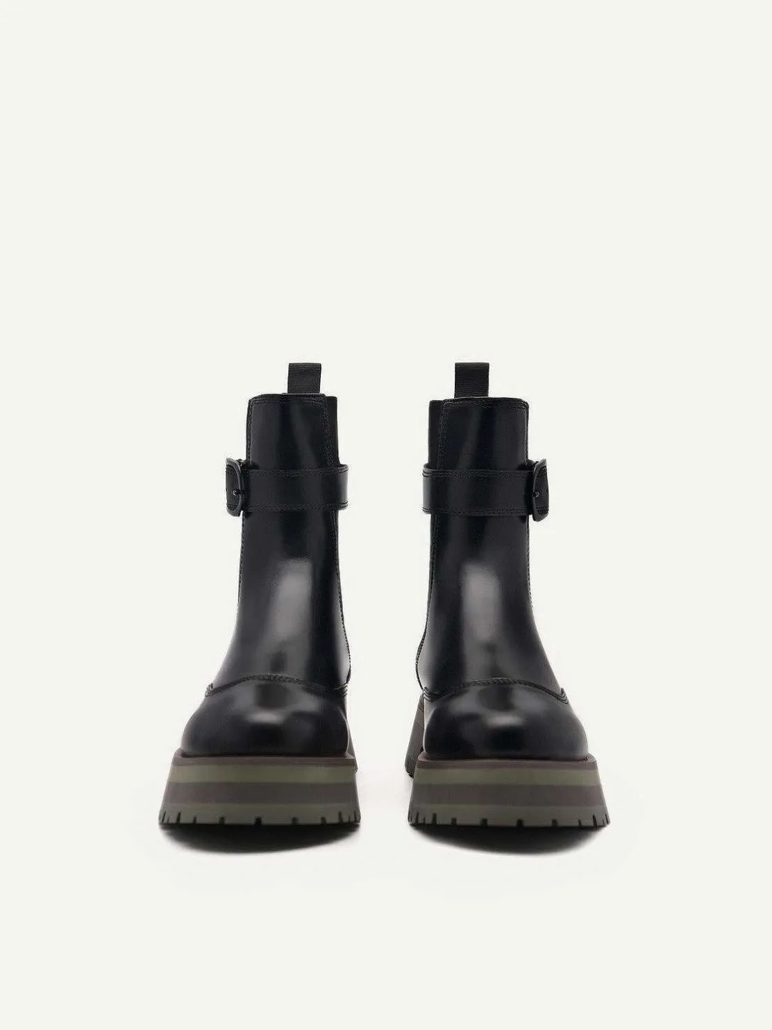 Leather Buckled Chelsea Boots