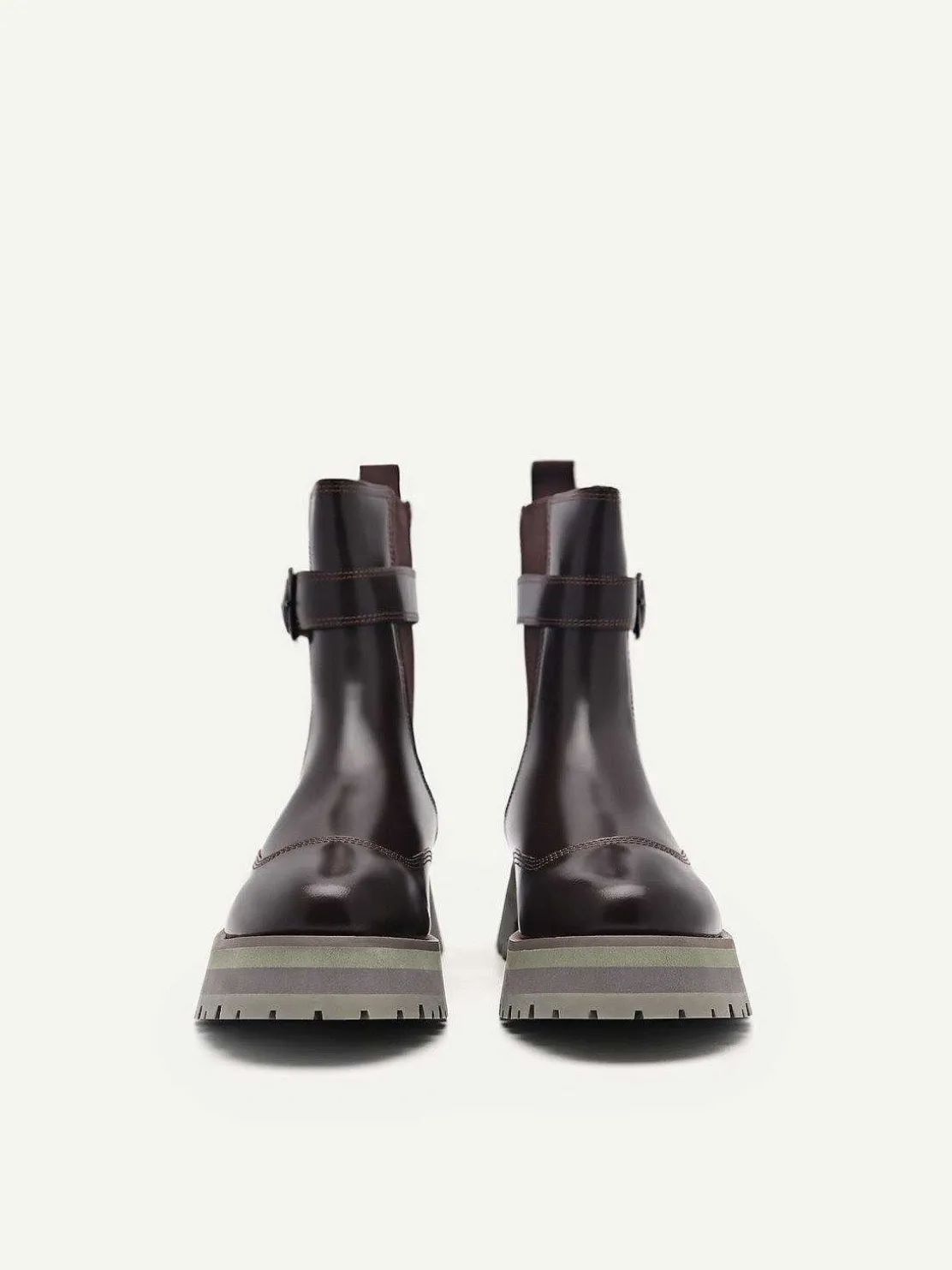 Leather Buckled Chelsea Boots