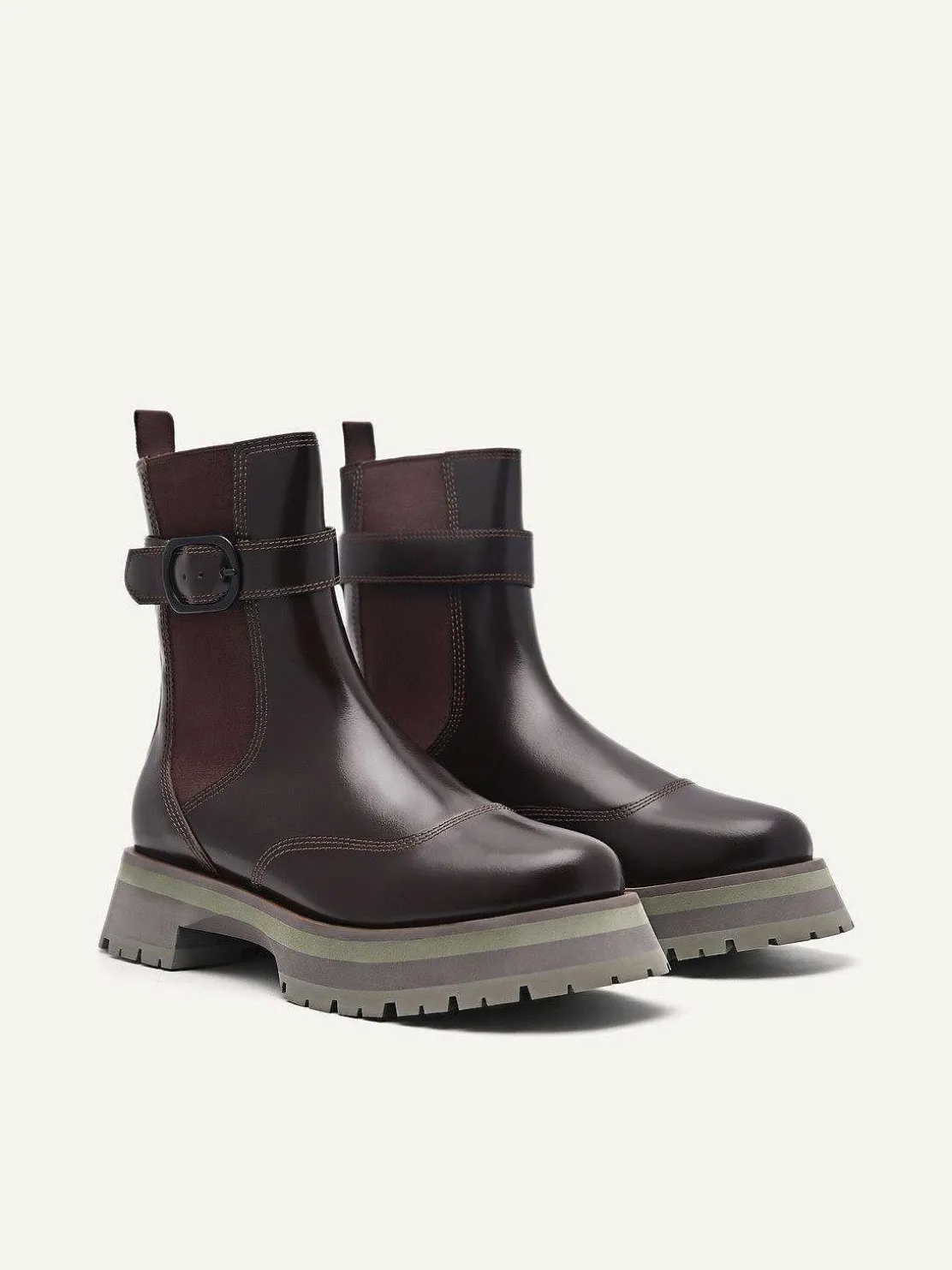 Leather Buckled Chelsea Boots