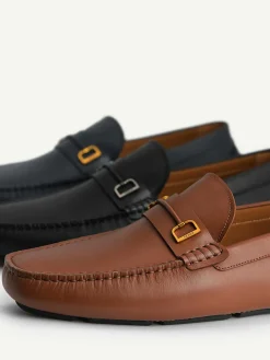 Leather Driving Shoes With Metal Bit