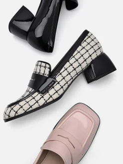 Maggie Leather Tweed Loafers