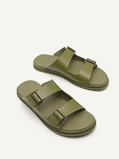 Monochrome Double Strap Slide Sandals