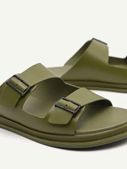 Monochrome Double Strap Slide Sandals