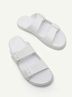Monochrome Double Strap Slide Sandals