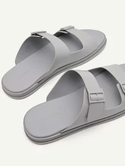 Monochrome Double Strap Slide Sandals
