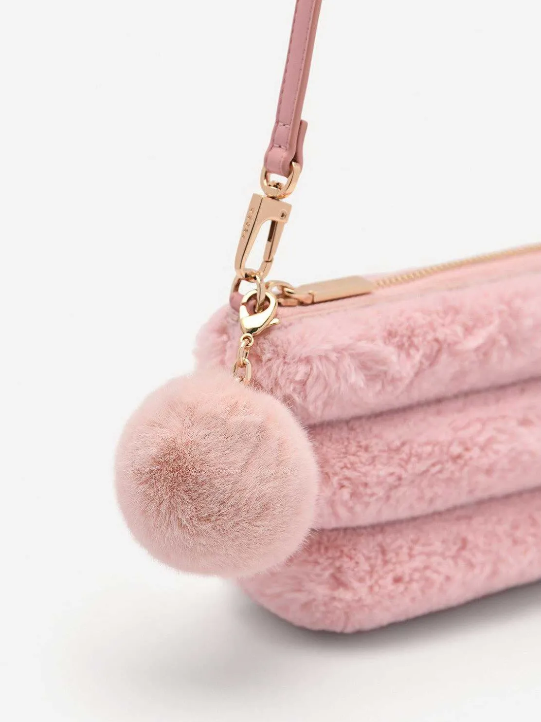 Padded Pouch With Fur Charm
