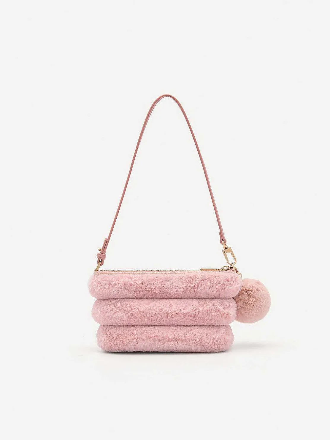 Padded Pouch With Fur Charm