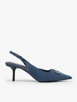 Pedro Icon Denim Pointed Slingback Pumps