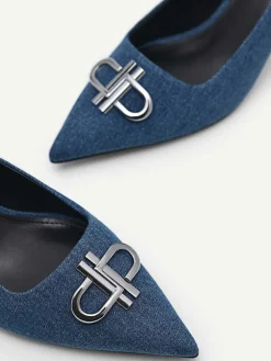 Pedro Icon Denim Pointed Slingback Pumps
