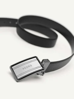 Reversible Embossed Leather Tang Belt