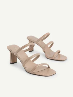 Strappy Heel Lizard-Effect Sandals